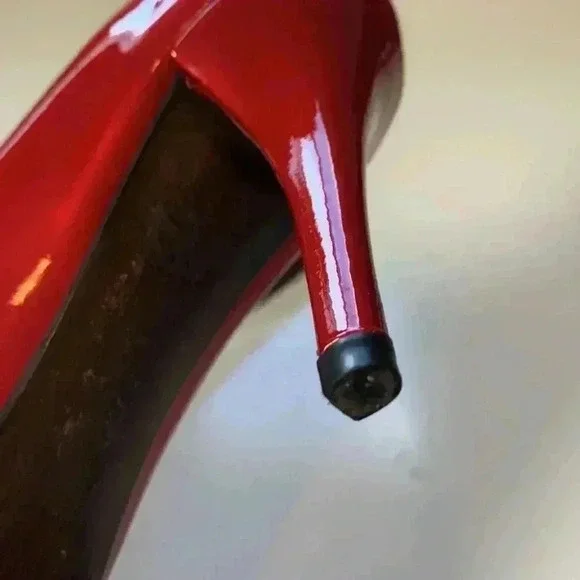 Stuart Weitzman, candy apple red heels with peep toe, 7 1/2 narrow - Picture 8 of 13